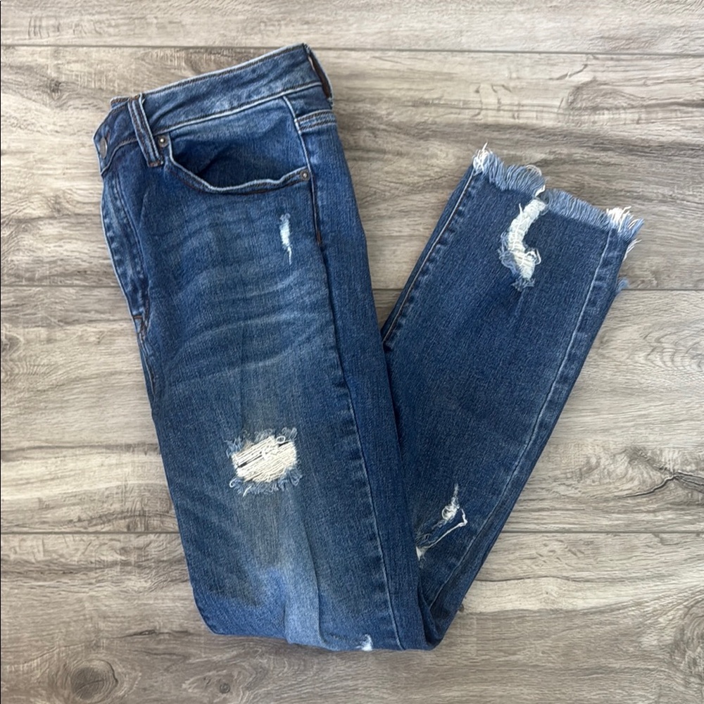 Dark Blue Distressed Women's Jeans